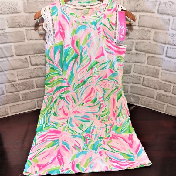 NWT Lilly Pulitzer Agee Dress Croc My World Lace Trim  Dress Size XS Summer cool - Picture 14 of 15